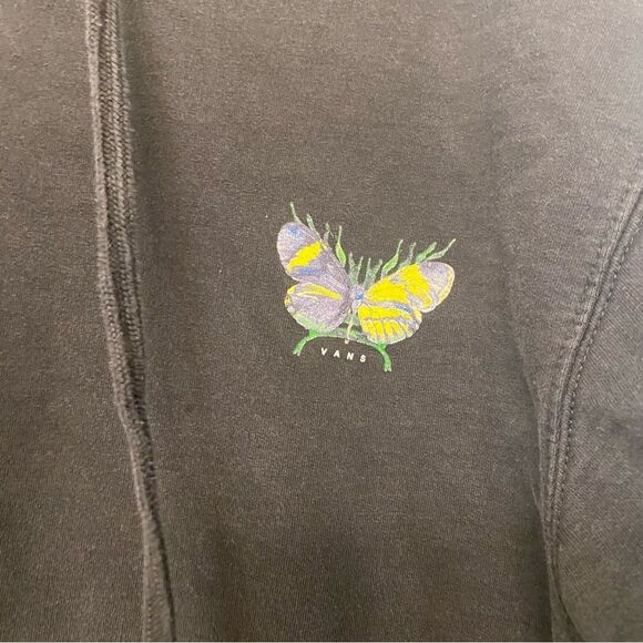 VANS black women’s floral flower botanical butterfly fairy core hoodie M - Picture 4 of 7